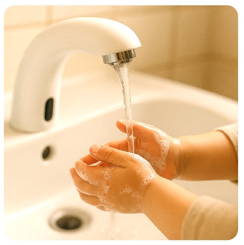 Powitanie, toaleta poranna, śniadanie